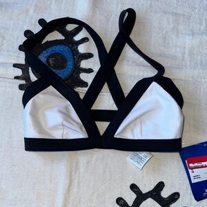 Rip Curl Black and White Bikini Top